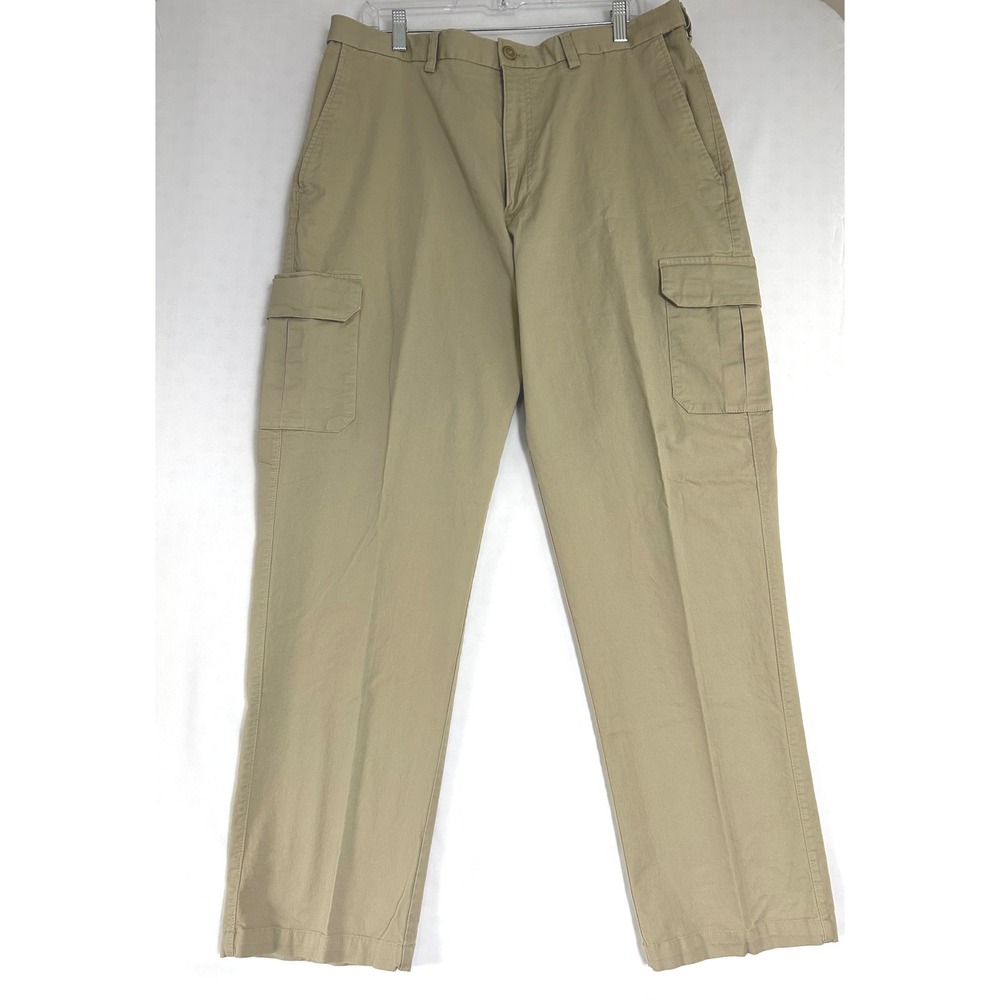 Haggar Mens Classic Fit Stretch Cargo Pants Tan Khaki 38x32 WPL 386